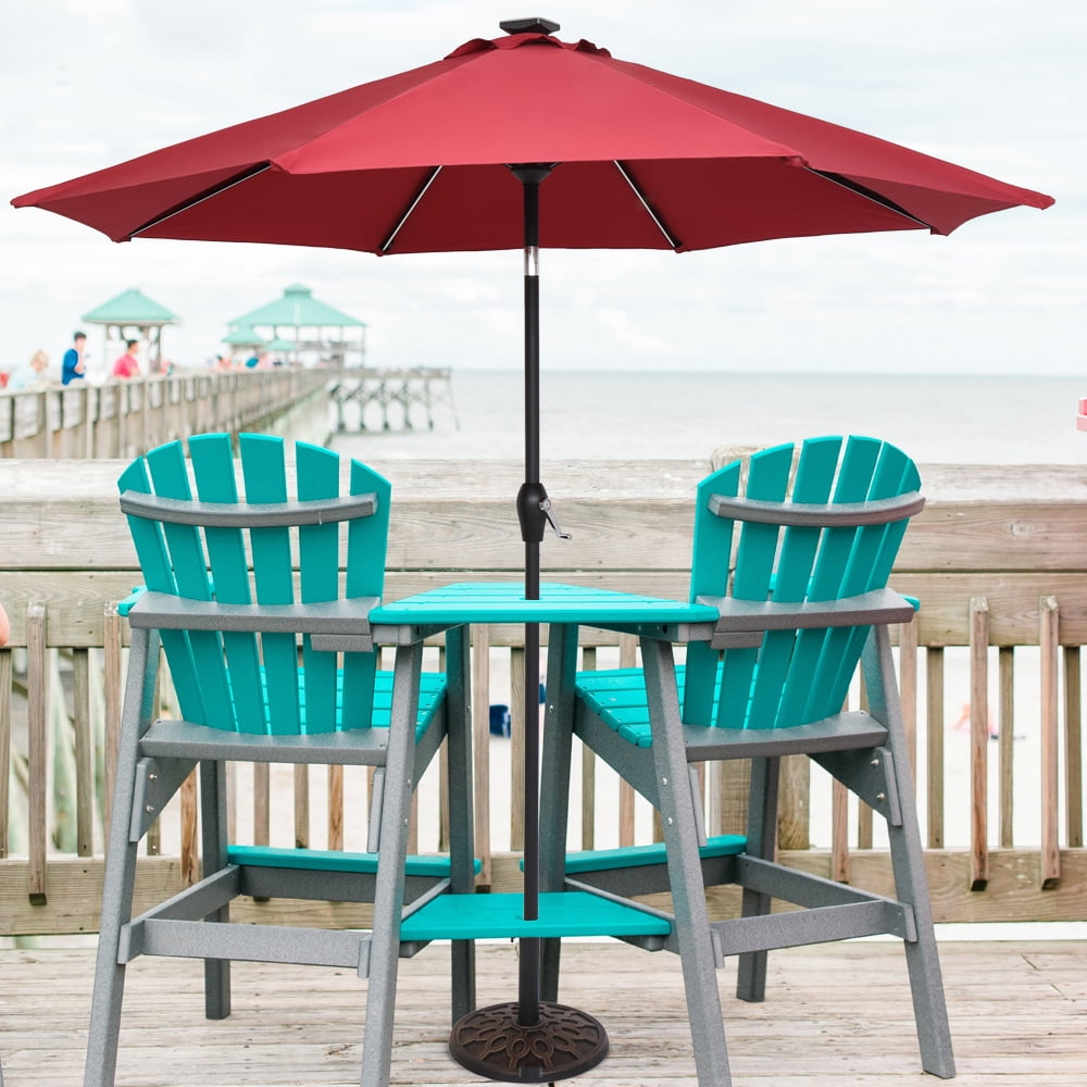 Kepooman 9FT Round Patio Umbrella, Outdoor Market Table Umbrella with Strip Light for Garden, Lawn, Backyard & Pool, Without Base, Wine Red Kepooman 9FT Round Patio Umbrella, Outdoor Market Table Umbrella with Strip Light for Garden, Lawn, Backyard & Pool, Without Base, Wine Red