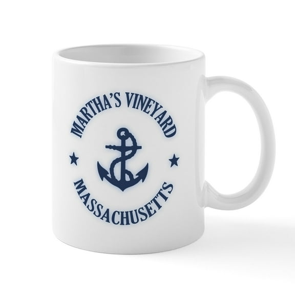 CafePress - Martha's Vineyard Anchor Mug - 11 oz Ceramic Mug - Novelty Coffee Tea Cup