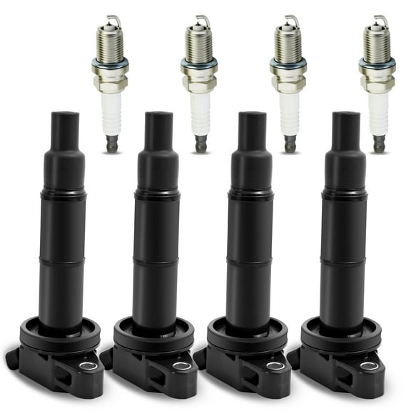 Sunthon Ignition Coil Pack and Spark Plug Compatible with 2.4L Toyota Camry Corolla Highlander Rav4 Solara Scion tC HS250h Vibe - Replaces 90919-02244 UF333 C1330, Set of 4