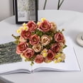 thumbnail image 3 of Pebbuoy Artificial Flower Bouquet,Rose Chamomile Green Leaves Non-withering Faux Floral Plant Home Wedding Party Decoration, 3 of 9