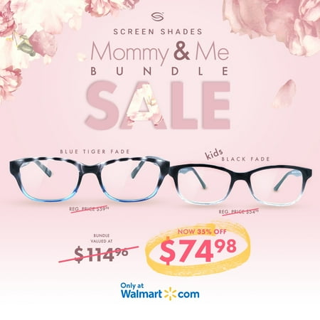 [35% Off] Screen Shades Mother's Day Bundle - Blue Light Blocking Computer Glasses - SS201 Grey/Blue & SS501 Black Fade - UV Protection - Relieve Eye Strain and Prevent Headaches From Device Use and Gaming