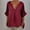 Wine, variant on LADIGASU Women's Cotton And Linen Shirt Solid Color Five Quarter Sleeved Top Casual T-shirt V-neck Shirt