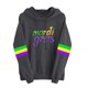 thumbnail image 2 of Uootdi Mardi Gras Womens Drawstring Hoodies for Women Carnival Crewneck Heart Print Hooded Long Sleeve Pullover Festive Color Block Loose Sweatshirts Gift, 2 of 5