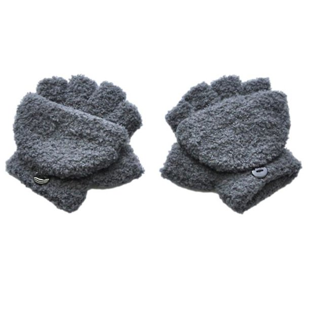 Guantes de punto Guantes de terciopelo coralino Manoplas mullidas sin dedos para niños con tapa abatible