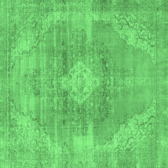 Ahgly Company Indoor Square Abstract Emerald Green Modern Area Rugs, 3' Square