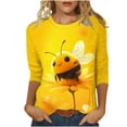 thumbnail image 2 of BLTIBY Bee Shirts for Women 3/4 Length Sleeve Tunic Tops Funny Cute Bee Graphic Tee Blouse Summer Casual Tshirt Ladies Gifts Pullover Tops Yellow 7 M, 2 of 5