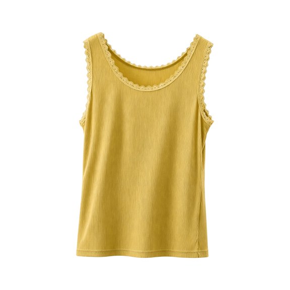 Ltctricy Womens Sleeveless Pajama Tops Lace Crew Neck Sleep Tank Tops Casual Loose Fit Loungewear Summer Clothing