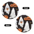 thumbnail image 2 of Uemuo Halloween Ghosts And Pumpkins Print Compact Portable Pocket Makeup Mirror - Leather Cover, Elegant Travel Cosmetic Mirror for Purse, Pocket, and Handbag-Round Shape, 2 of 9