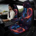 thumbnail image 3 of Xoenoiee Wolf Fire Flower Pattern Faux Leather Interior Accessories Set of 5, Waterproof Car Seat Cover Car Seatbelt Cover Armrest Cover Pad Universal Fit Truck SUV, 3 of 7