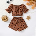 thumbnail image 2 of XIYNBAOK Kids Clothing Sets Cute Outfit 70s Outfits for Kids Teen Shirts and Shorts for Girls 10-12 Baby Neutral Clothes 6 Year Old Girl Clothes, Brown 6-12 Months, 2 of 7