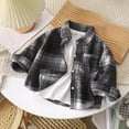 thumbnail image 4 of GYRATEDREAM Baby Boys Plaid Jacket Toddler Kids Long Sleeve Lapel Button down Pocketed Shirts Coats Shacket Cardigan Top for 13 Months-7 Years, 4 of 6