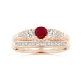 thumbnail image 4 of ANGARA Natural Aeon Vintage Style Ruby and Diamond Three Stone Engagement Ring in 14K Rose Gold for Women (Size-4mm) | July Birthstone Jewelry for Her, 4 of 10