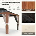 thumbnail image 5 of COOS BAY 12x18 Outdoor Hardtop Gazebo, Wood Grain Aluminum Frame, Double Galvanized Steel Roof Permanant Metal Pavilion with Nettings and Curtains for Patio, Deck and Backyard, 5 of 7