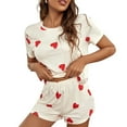 thumbnail image 2 of beishanbush Clothing 2025 Women Pajama Sets Under $10 Women's Cute Heart Print Tee and Shorts Pajama Set, 2 of 8
