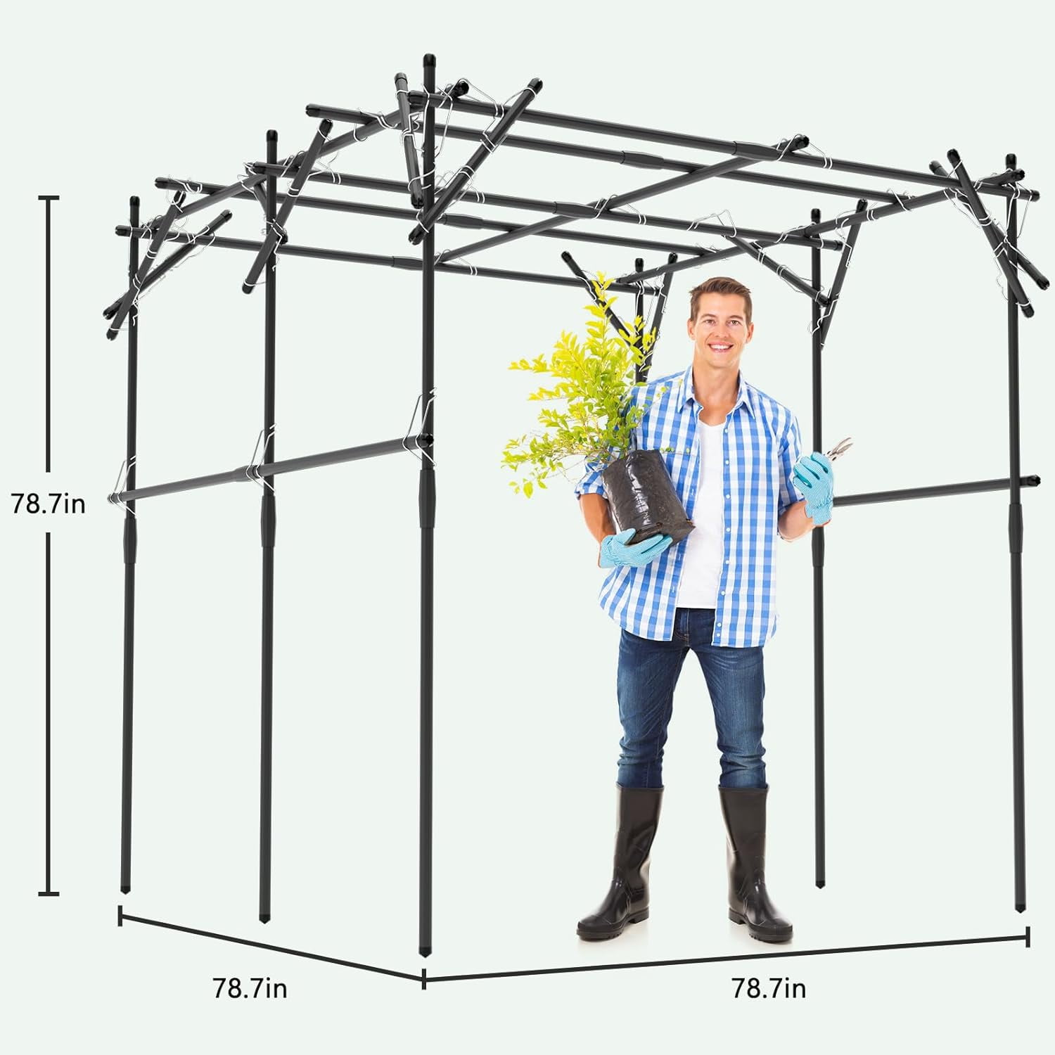 SLSY 79'' L x 79'' W x 79'' H Large Tall Grape Vine Support Arch Arbor Trellis Plastic-Coated Metal Garden Arch Trellis for Climbing Plants Vineyard Patio Lawn Yard Garden Decoration