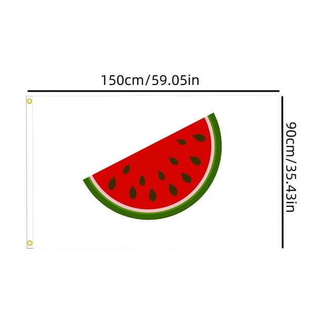 DFC Drapeau Melon D\'eau 3X5 Ft Fruits d'Été Extérieur avec Tranche Noire Rouge Verte Rayée Texture Premium Drapeau le Plus Solide et Durable avec Laiton