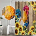 thumbnail image 5 of Farmhouse Rooster Shower Curtain, Waterproof Shower Curtains for Bathroom, Retro Botanical Sunflower Floral Wood Washable Fabric Bathtub Curtain Set Bath Decor with 12 Hooks Standard 72"x72", 5 of 8
