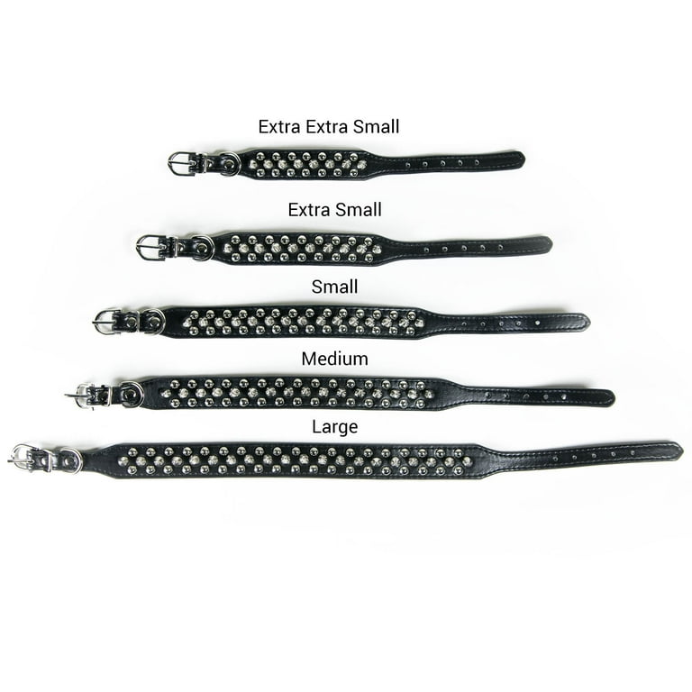 CoreLife Spiked Dog Collar Spiked Cat Collar Punk Metal Studded Vegan Leather Heavy Duty Pet Collar Black