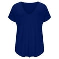 thumbnail image 3 of ZyeKqe Plus Size Tops for Women Oversized T Shirts Short Sleeve Shirts Deep V Neck Loose Fitted Tees Solid Color, 3 of 5