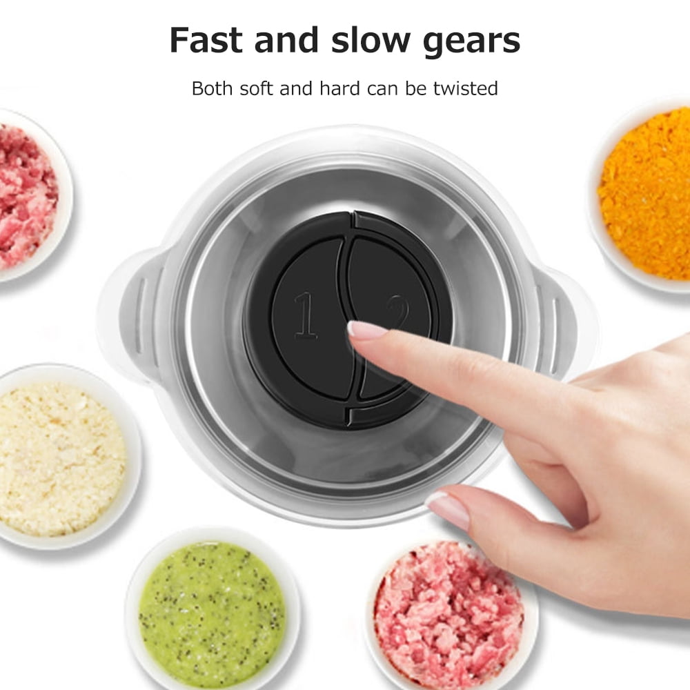 Homgeek Electric Food Grinder 8cup Large Household Capacity Stainless Steel 2 Gears 250W High Power Kitchen Cooker Blender