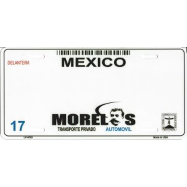 Morelos Mexico Look A Like Metal License Plate