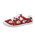 thumbnail image 3 of Willtoo Women’s Christmas Print Canvas Sneakers, Low Top Lace Up Holiday Casual Shoes Lightweight Non Slip Walking Footwear, 3 of 5