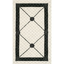 SAFAVIEH Newport Omar Geometric Borders Cotton Area Rug, Ivory/Black, 3'9" x 5'9"
