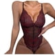 thumbnail image 4 of Mujeres Sexy cuello en V lencería encaje Bowknot espalda descubierta ropa de dormir Sling ropa interior mono traje Fridja  nalpqowj41101, 4 of 9