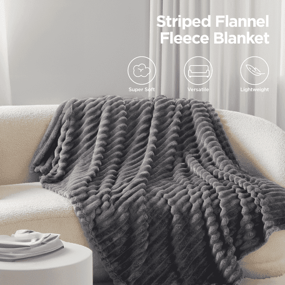 U by Bedsure Grey Fleece Throw Blanket for Couch - Super Soft Cozy Blankets for Women, Girls, 50x60 inches