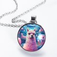 thumbnail image 2 of Alpaca Glass Design Circular Pendant Necklace - Elegant Jewelry Piece, 2 of 5