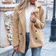 thumbnail image 4 of Puntoco Chaqueta para mujer Chaqueta sólida Botón de bolsillo Cuello vuelto Slim Fit Chaqueta cálida mediana y larga Puntoco Puntoco-825, 4 of 6