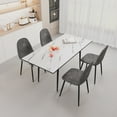 thumbnail image 2 of Dining Sets 47"-63" extendable MDF modern dining table and chair set, suitable for 2-6 people, white dining table and modern grey round dining chair 4-piece set, metal base and suede chair,Kitchen Se, 2 of 25