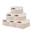 thumbnail image 1 of Cestas de almacenamiento DECOMOMO pequeñas, paquete de 6, color beige y blanco, 1 of 9