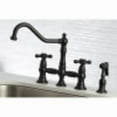 thumbnail image 4 of Kingston Brass KS3270AXBS Restoration 8" Bridge Kitchen Faucet with Sprayer, Matte Black, 4 of 5