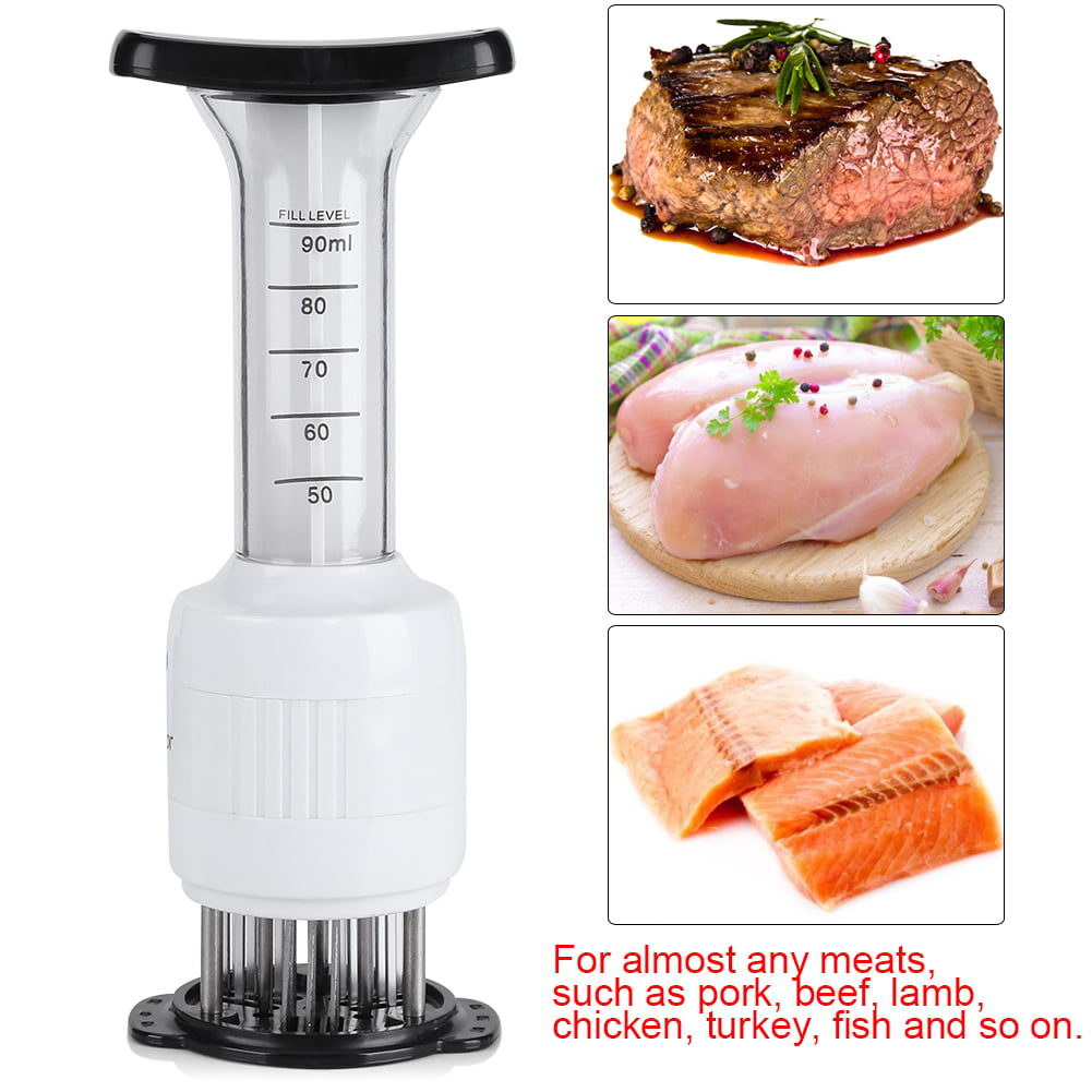 Zerodis Meat Injector Meat Tenderizer Needle Injection Steaks Flavor Syringe Kitchen Tool for BBQ Tenderizing Marinade 