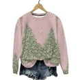 thumbnail image 5 of Christmas Outfits for Women Loose Crewneck Graphic Pullover Sweatshirt without Hood Long Sleeve Holiday Tops (XL, Pink), 5 of 7