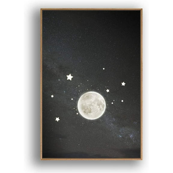IDEA4WALL Framed Canvas Wall Art for Living Room, Bedroom Moon with Bright Canvas Prints for Modern Home Decoration Ready to Hang