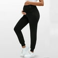 thumbnail image 5 of bbymog Women's Maternity Scrub Pants Solid Color Elastic Waist Stretch Yoga Pants Maternity Clothes Black B S, 5 of 8