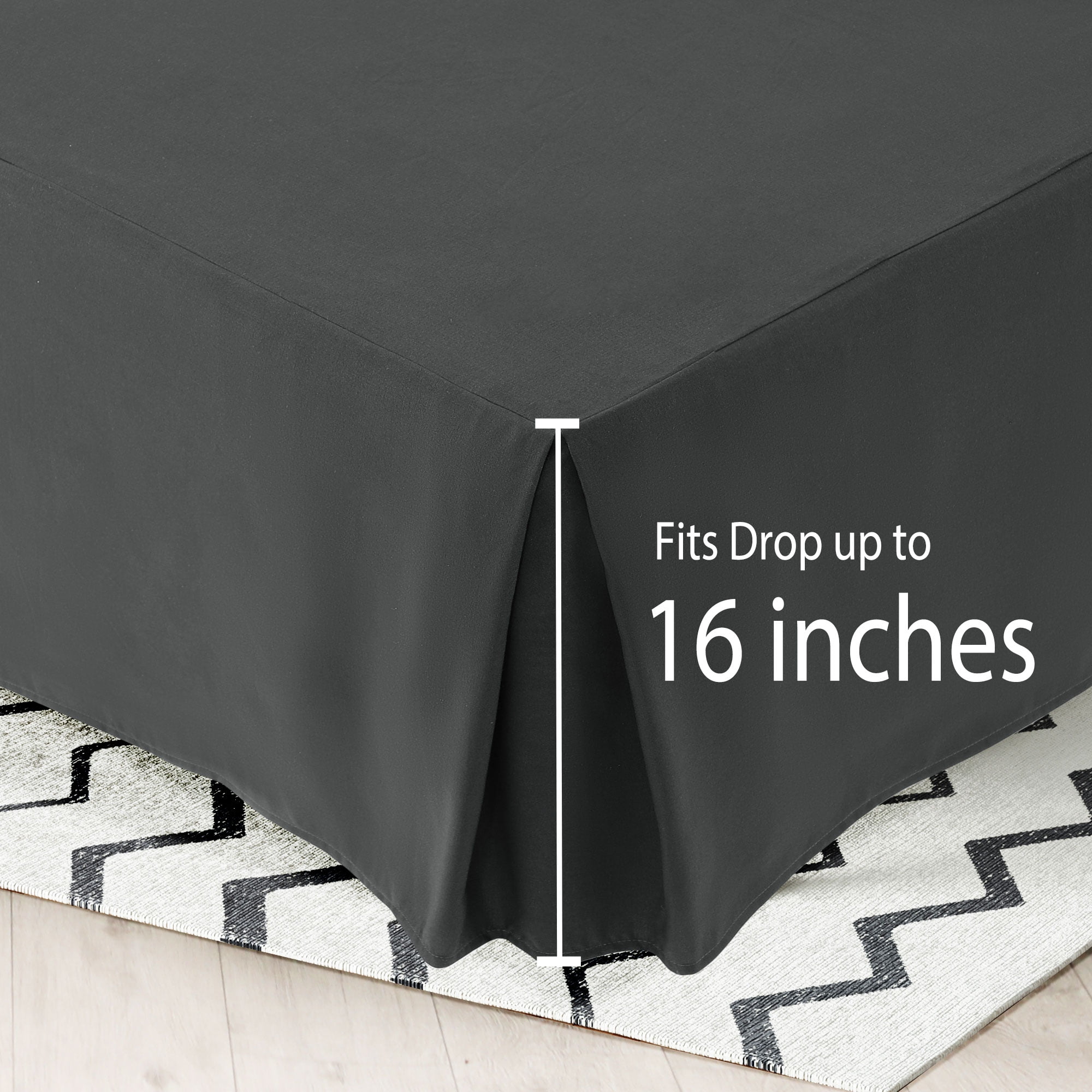 Unique Bargains Solid Pleated Ruffle Bed Skirt 14" Drop Queen Gray
