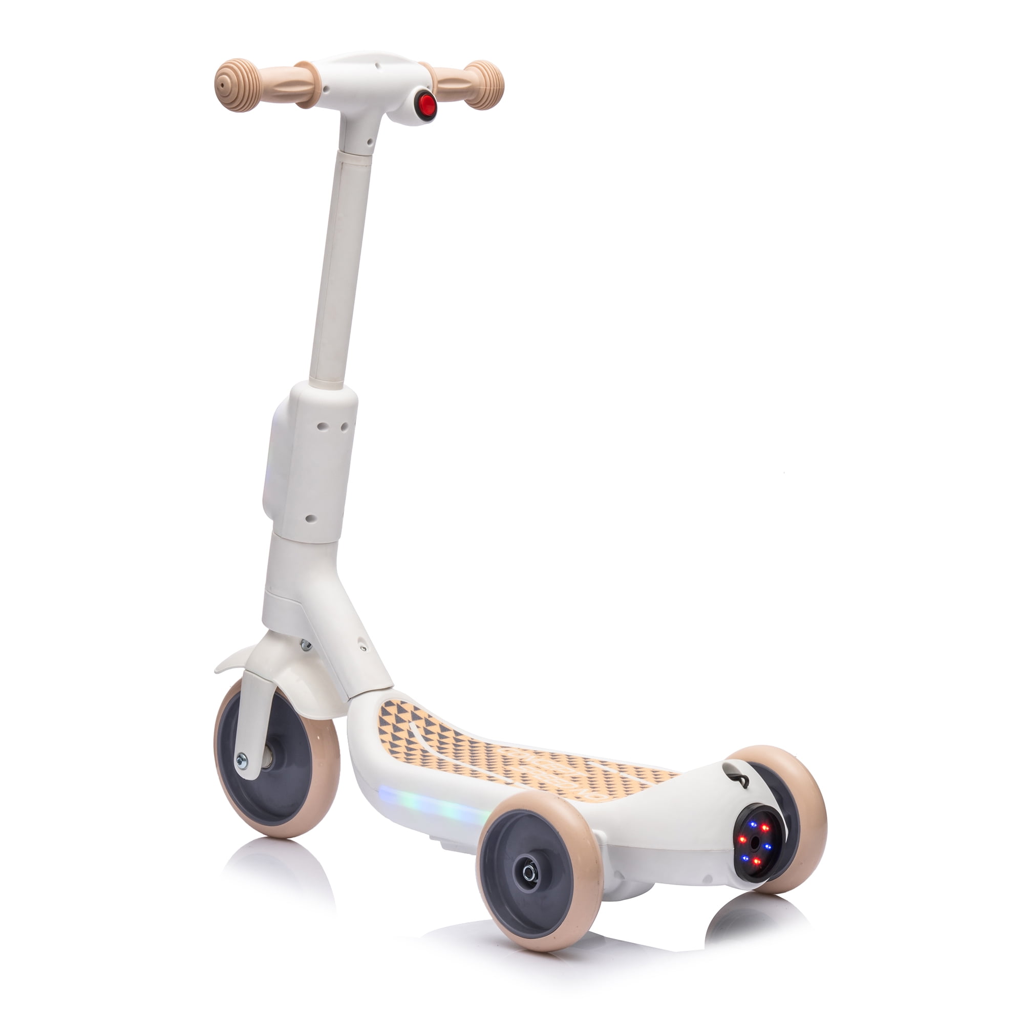 2in1 Kids Ride On Three-Wheel Balance Electric Scooter,Toy for kids,Tail Color Lights W/Spray,Wider Pedal,PU Wheels For Effective Floor Protection,Independent Light Switch With Music,For Kids 3-6