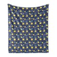 thumbnail image 1 of Moon Soft Flannel Fleece Throw Blanket, Smiling Full Moon Faces with Stars and Clouds Joy Sleep Cartoon, Cozy Plush for Indoor and Outdoor Use, 60" x 80", Pale Orange Night Blue, by Ambesonne, 1 of 6