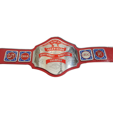 NWA TV Television Championship Replica Title Belt - Brass Metal 4mm Plates - Red (Best Quality Replica Belts)