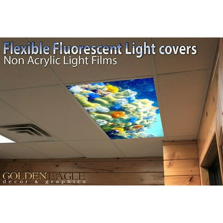 Ceiling Lights Covers coral reef - 2ft x 4ft drop ceiling fluorescent decorative ceiling light cover skylight film ()