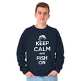 thumbnail image 4 of Keep Calm Fish On Fishing Enthusiast Men's Big & Tall Crewneck Sweatshirt Brisco Brands 2X, 4 of 5