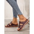 thumbnail image 1 of Women's Summer New Black Metal Buckle Flip Flops, Fashionable, Comfortable, Elegant, Casual, Beach, Wedge, Thick-Soled Sandals, Plus Size, 1 of 4