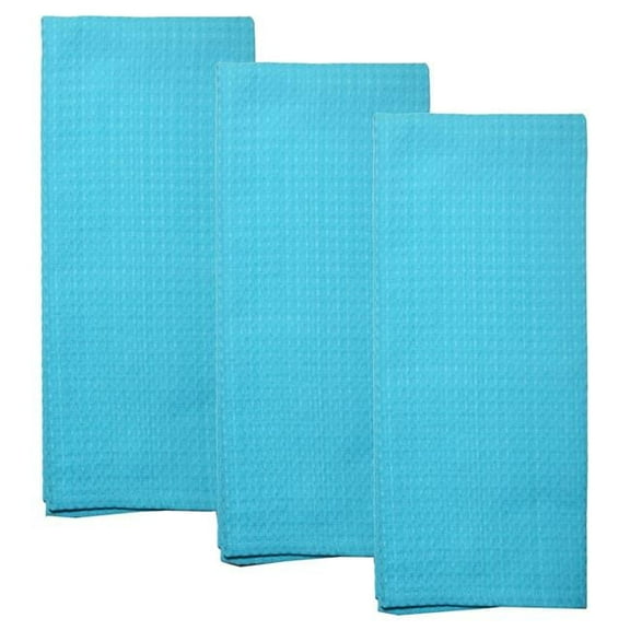 Dunroven House ORK330-TUR Solid Waffle Weave Tea Towel, Turquoise