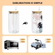 [25Pcs Set 16 oz sublimation Glass with Bamboo Lid and Straws, 16 oz Sublimation Glass Mason Jar, Drinking Glasses, Beer Glasses, Ice Coffee Glasses, Soda, Tea.