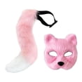 thumbnail image 3 of Conjunto de accesorios de cola de máscara de gato falso, accesorios de disfraces de cosplay de animales para espectáculos escénicos Rosa, 3 of 8