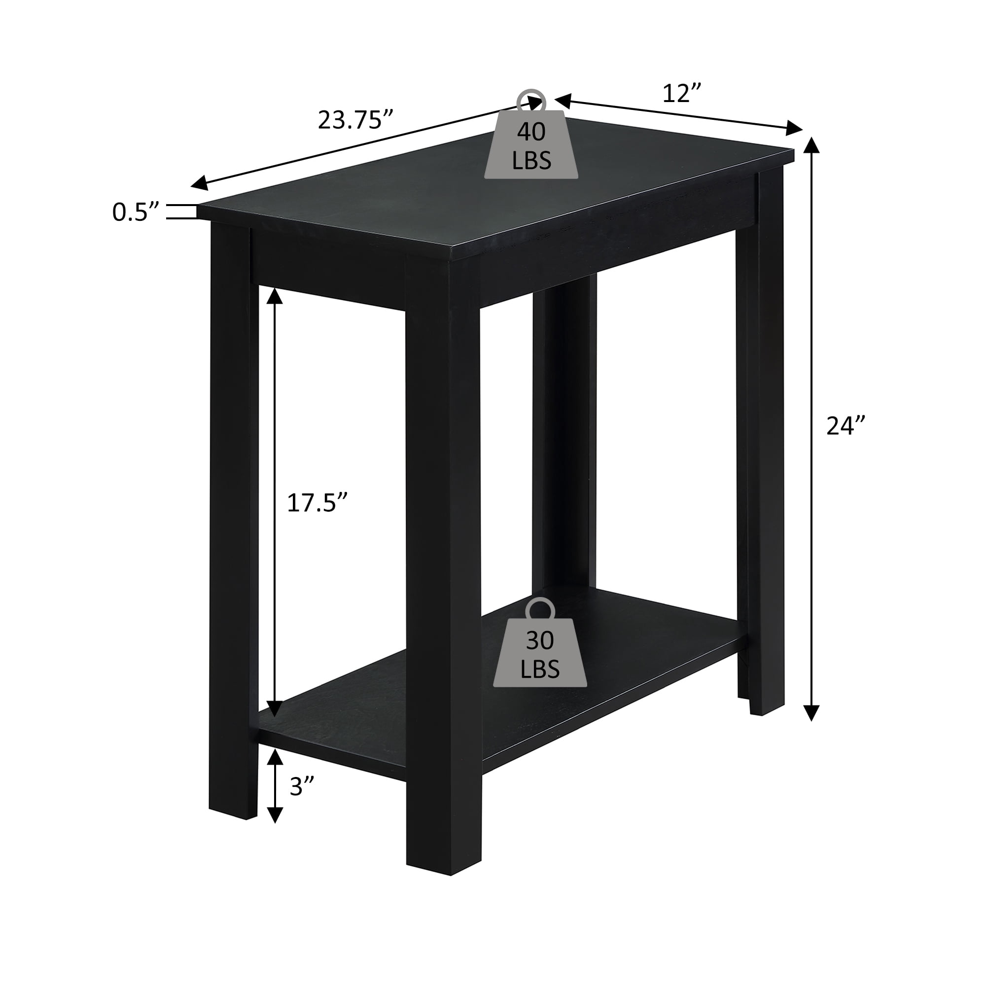 Convenience Concepts Designs2Go Baja Chairside End Table with Shelf, Dusty Blue