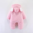 thumbnail image 4 of KkSLirnhs 0-3 Months Baby Clothing Sets Outfits Set Newborn Baby Winter Girls Boys Clothes Warm Bear Ears Overall Rompers Hooded Jumpsuit Pink, 4 of 4